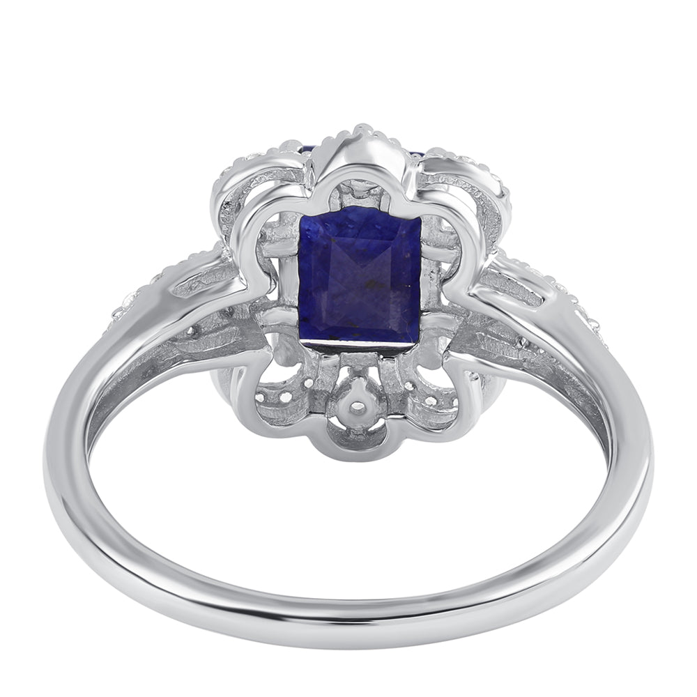 Anillo de Plata con Zafiro Azul Australiano y Topacio Blanco