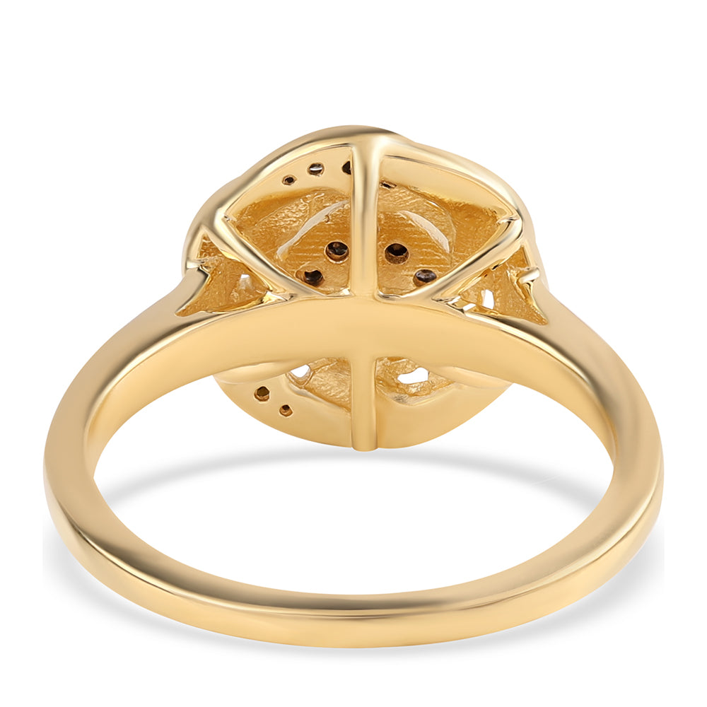 Anillo de Plata Bañada en Oro con Diamante Negro