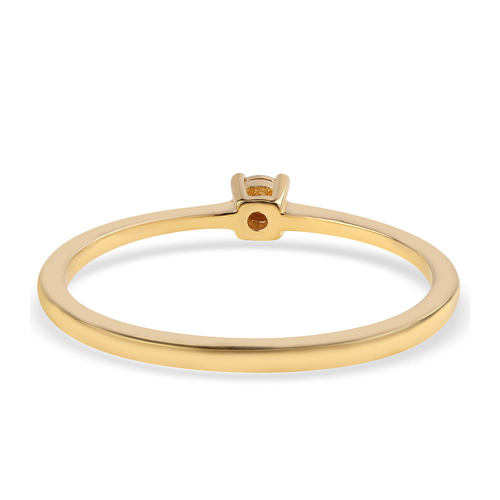 Anillo de Plata Bañada en Oro con Diamante Negro
