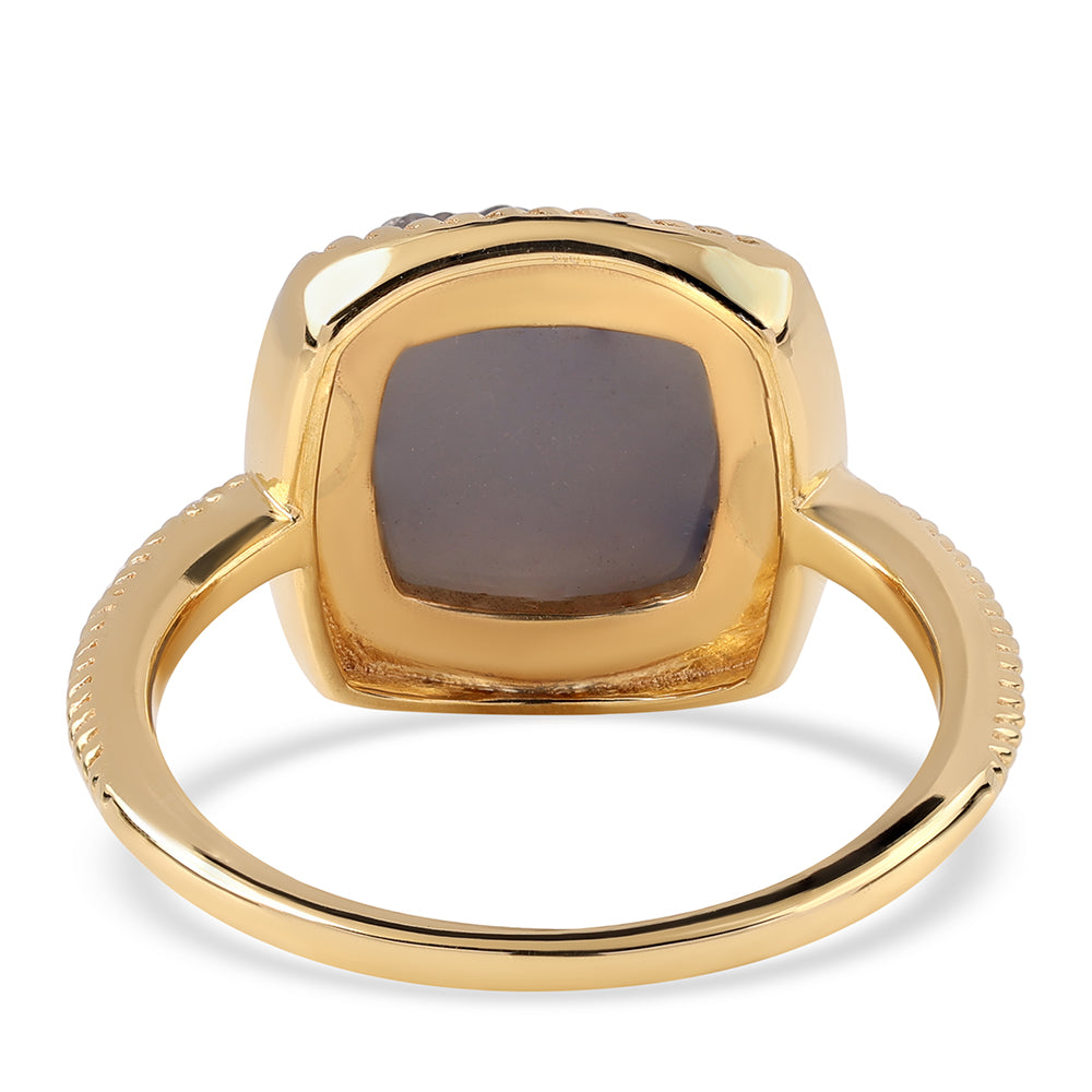 Anillo de Plata Bañada en Oro con Drusa Purpura