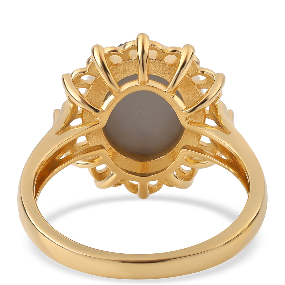 Anillo de Plata Bañada en Oro con Drusa Purpura