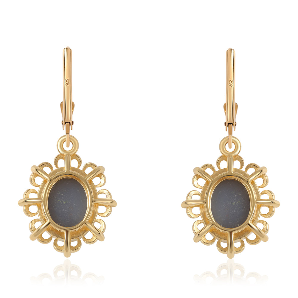 Pendientes de Plata Bañada en Oro con Drusa Purpura