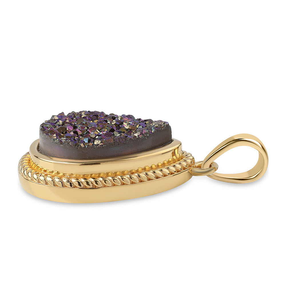 Colgante de Plata Bañada en Oro con Drusa Purpura