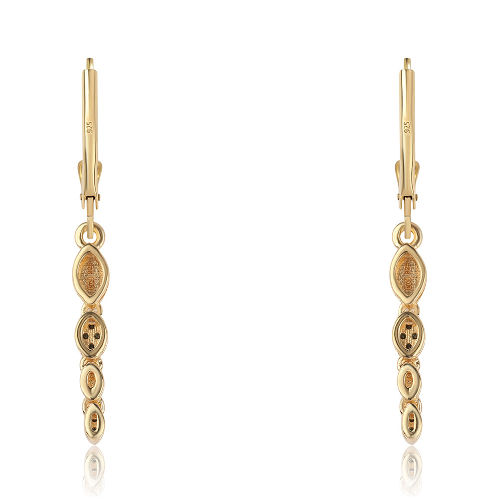 Pendientes de Plata Bañada en Oro con Diamante Azul