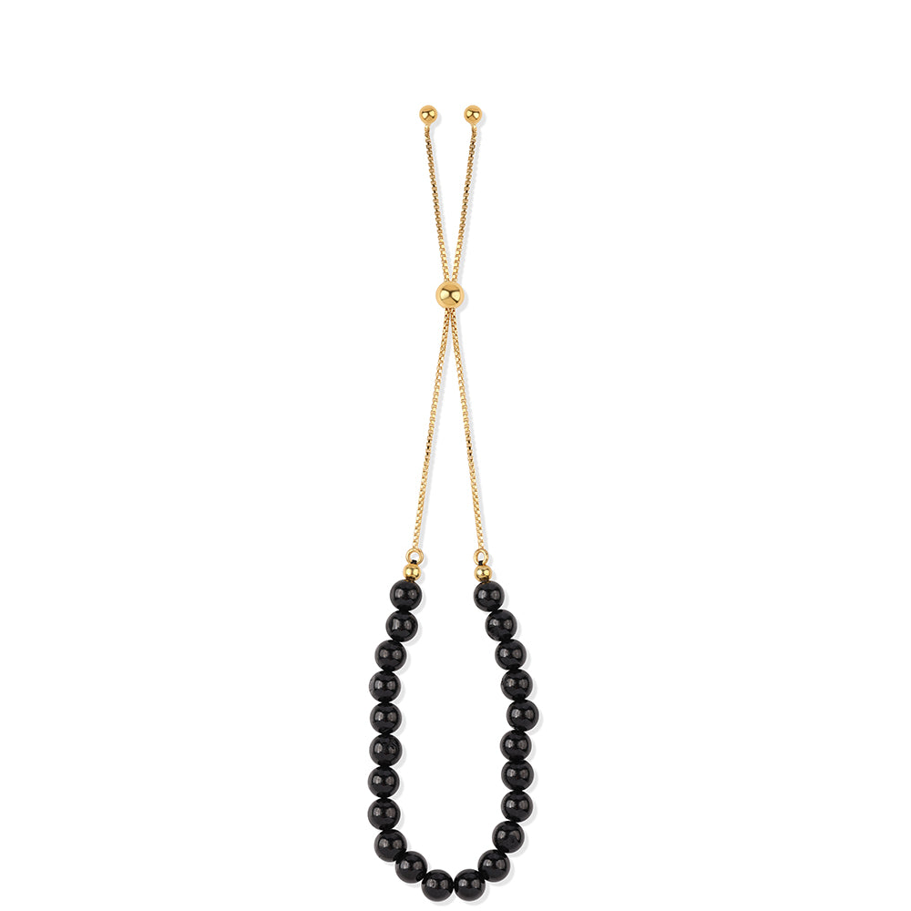 Pulsera de Plata Bañada en Oro con Espinela Negra