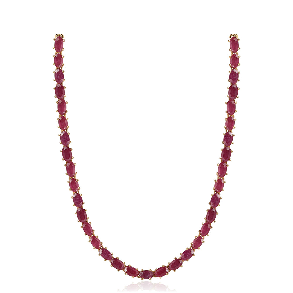 Collar de Plata Bañada en Oro con Rubí de Mozambique