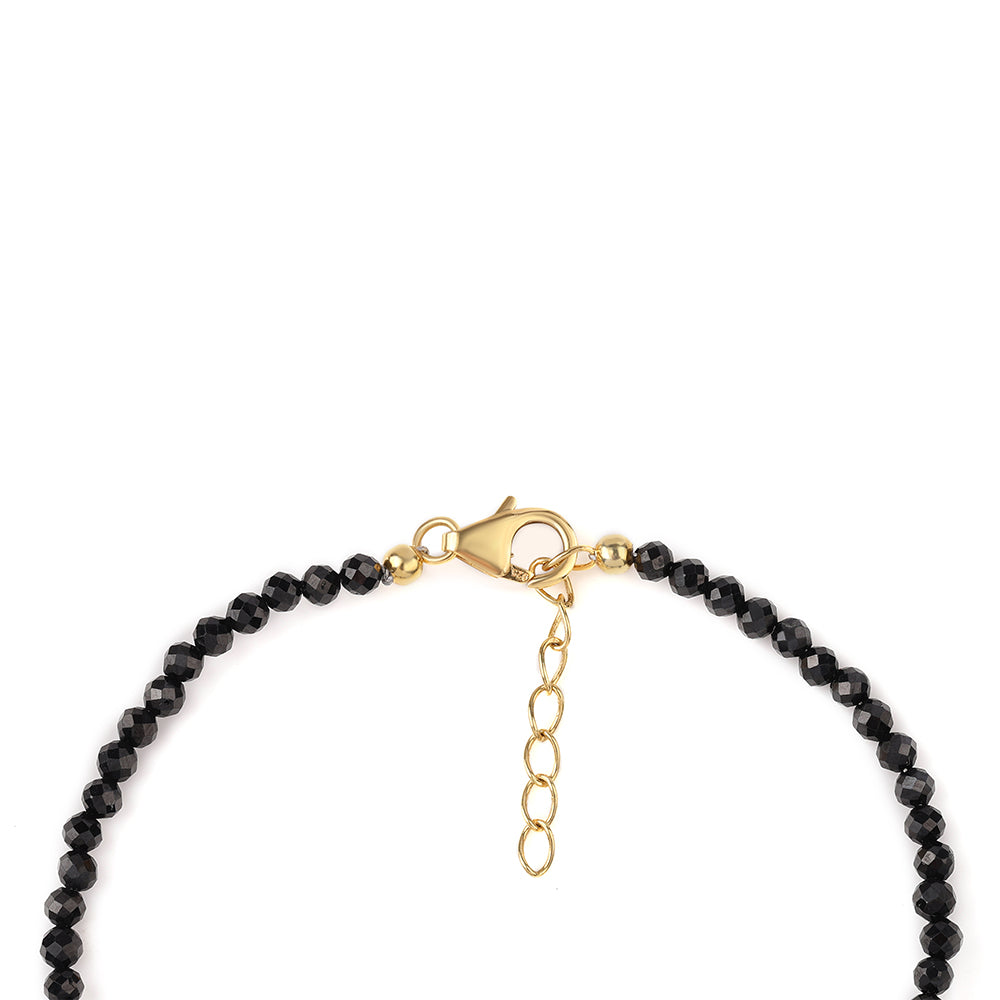 Pulsera de Plata Bañada en Oro con Espinela Negra