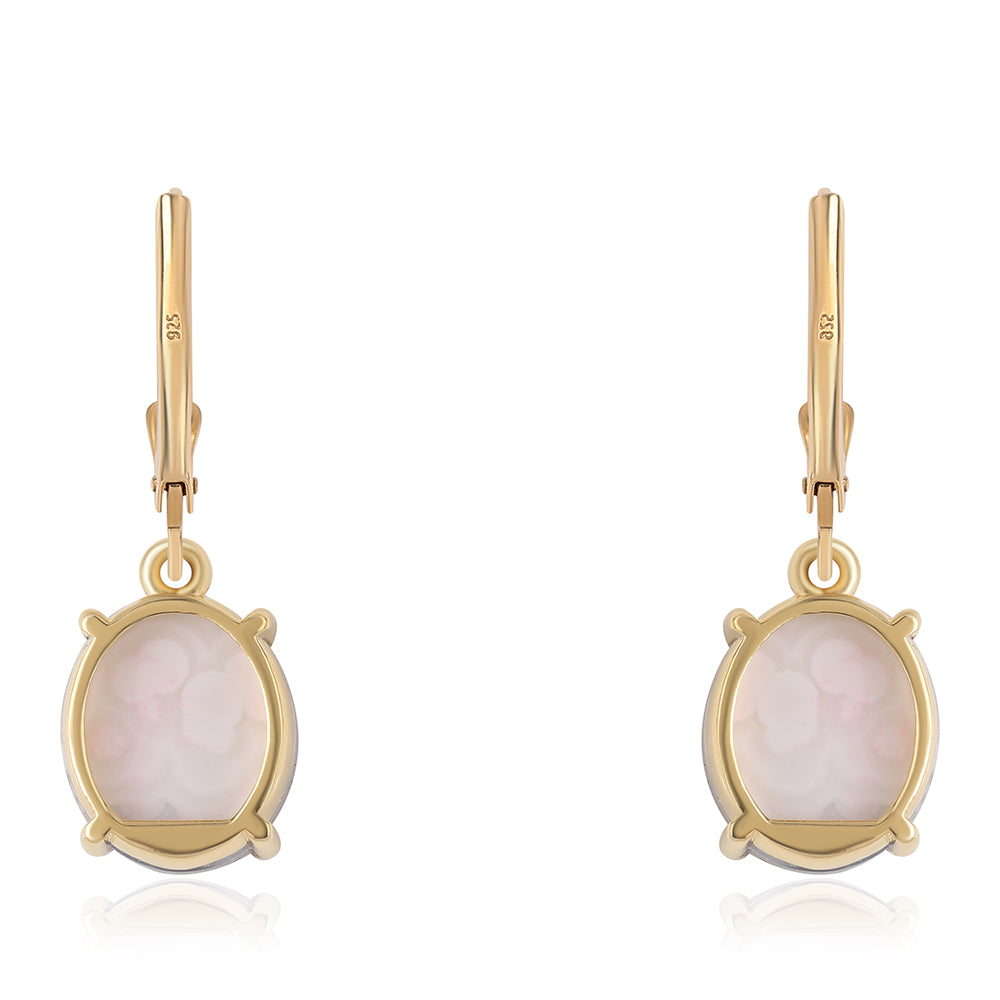 Pendientes de Plata Bañada en Oro con Drusa Purpura
