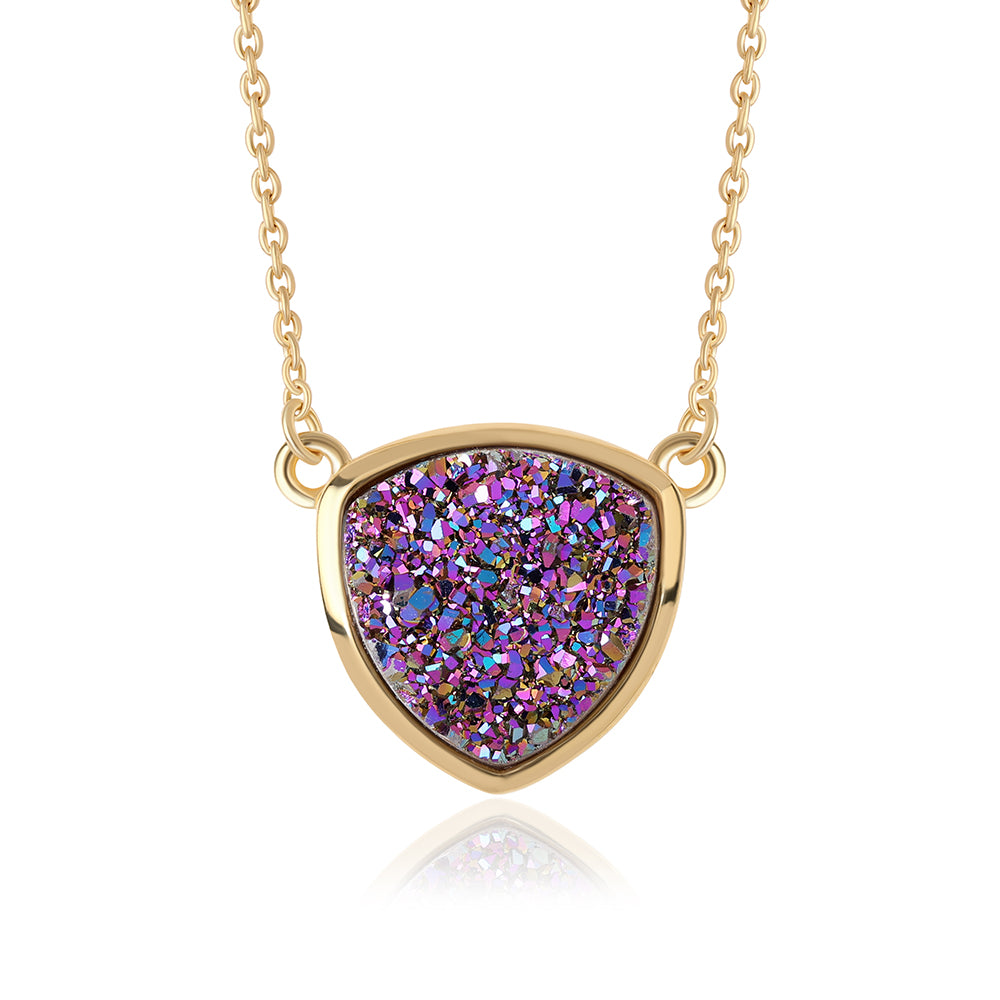 Collar de Plata Bañada en Oro con Drusa Purpura