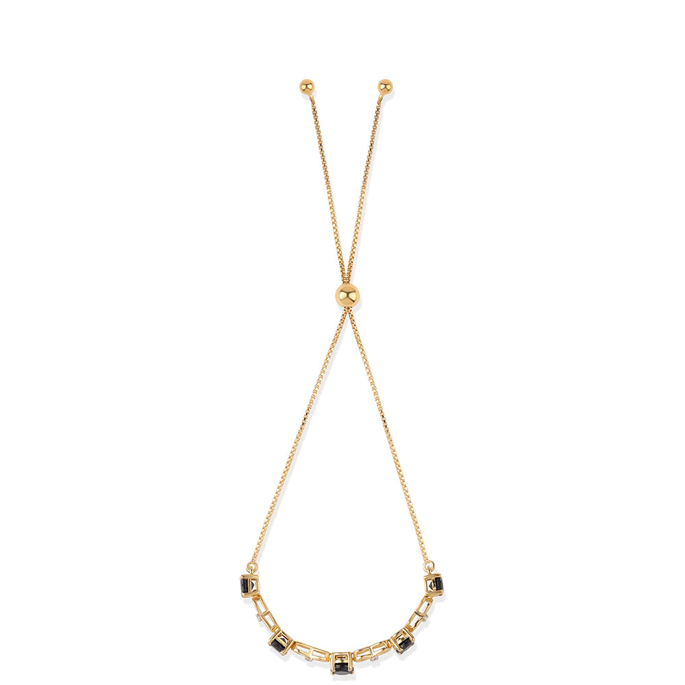 Pulsera de Plata Bañada en Oro con Espinela Negra y Topacio Blanco