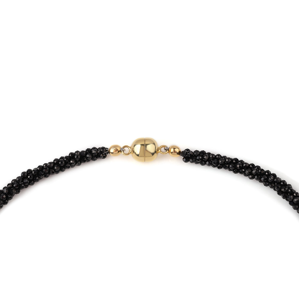 Collar de Plata Bañada en Oro con Espinela Negra