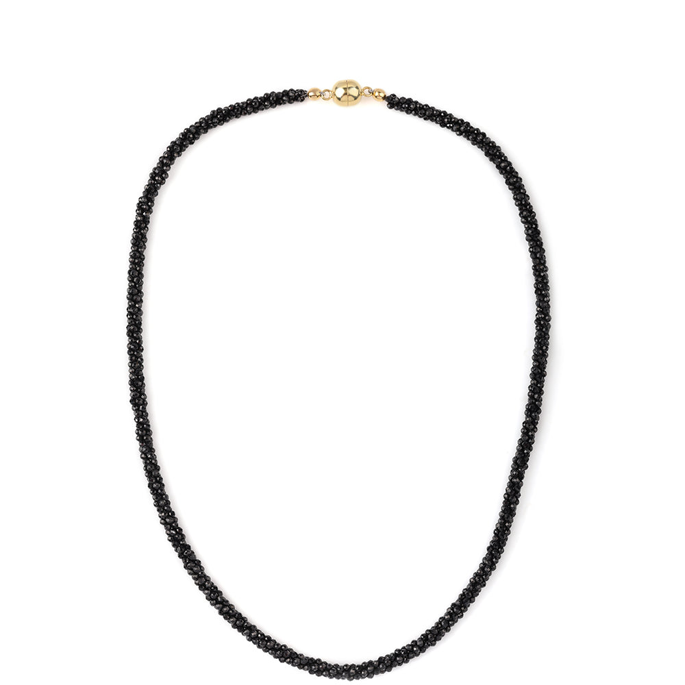 Collar de Plata Bañada en Oro con Espinela Negra