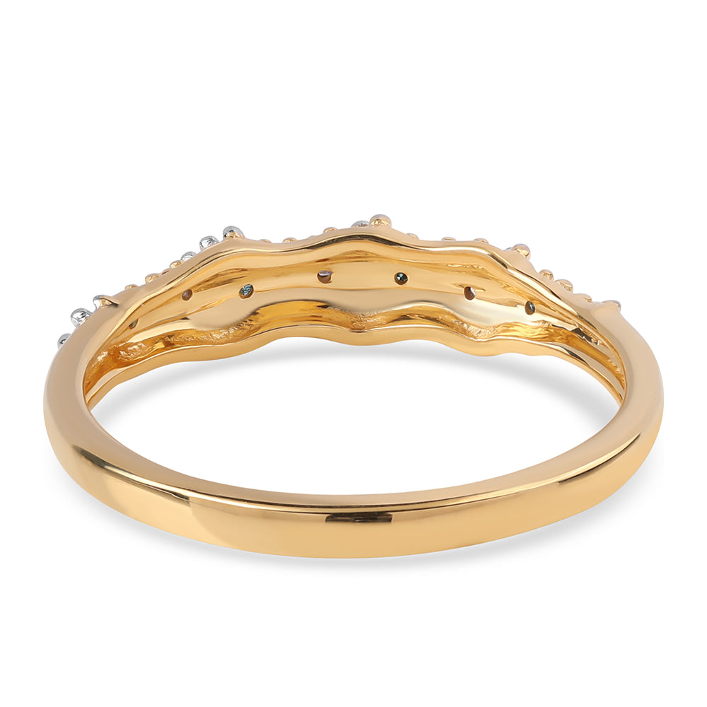 Anillo de Plata Bañada en Oro con Diamante Azul y Diamante blanco