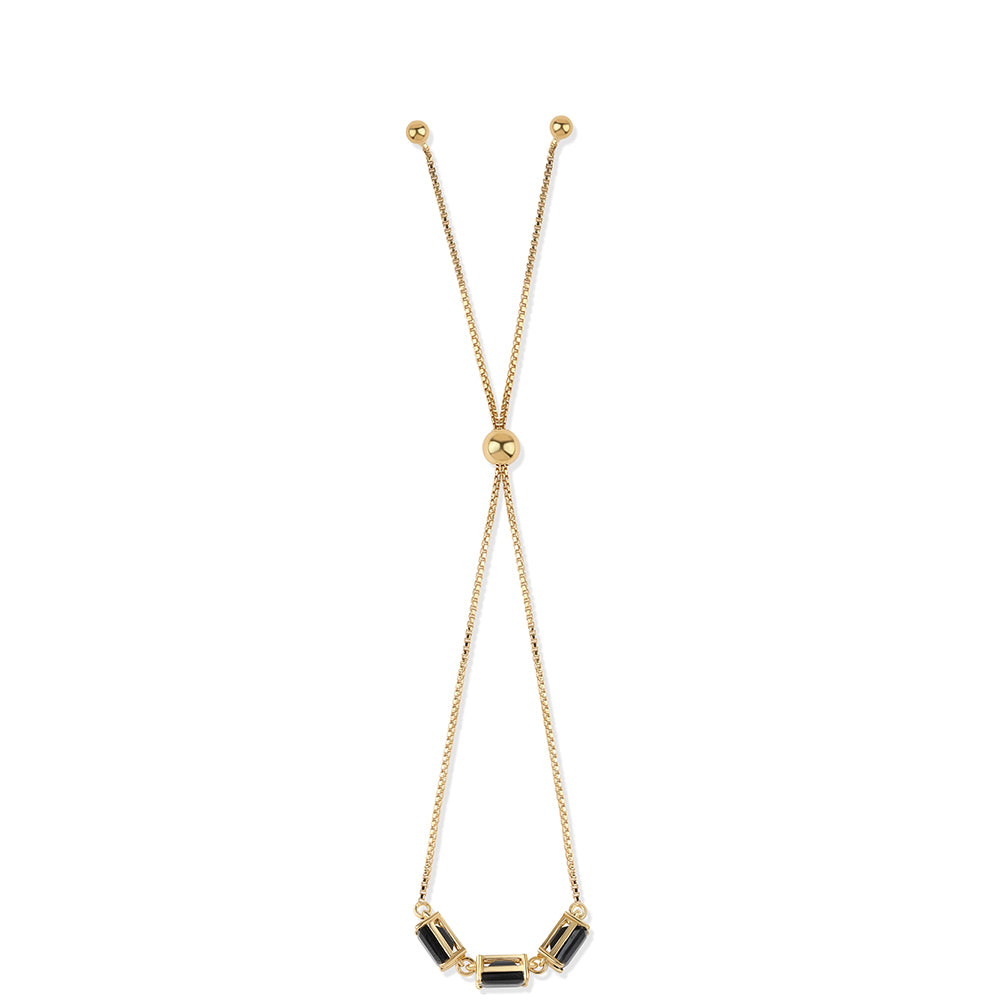 Pulsera de Plata Bañada en Oro con Espinela Negra