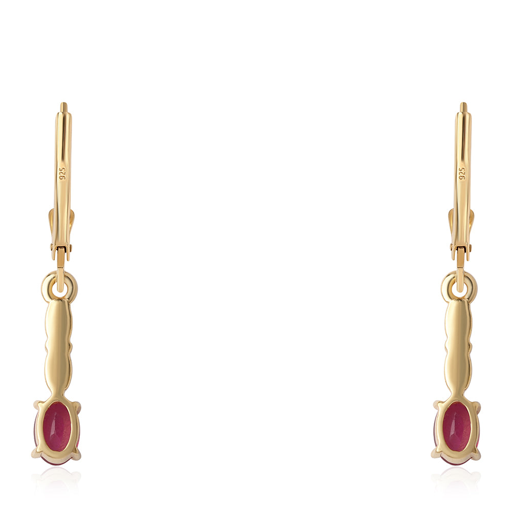 Pendientes de Plata Bañada en Oro con Rubí de Mozambique