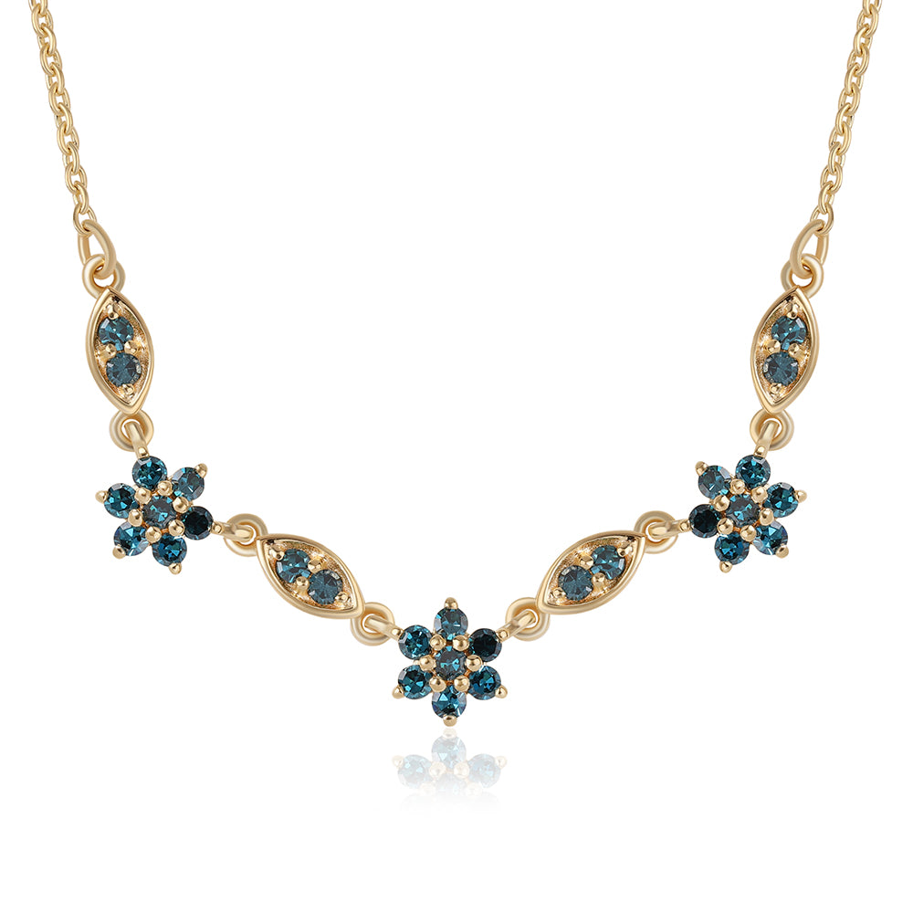 Collar de Plata Bañada en Oro con Diamante Azul