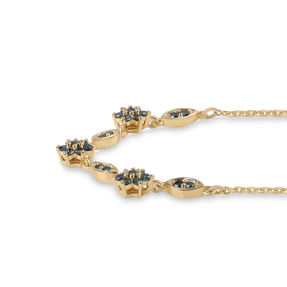 Collar de Plata Bañada en Oro con Diamante Azul