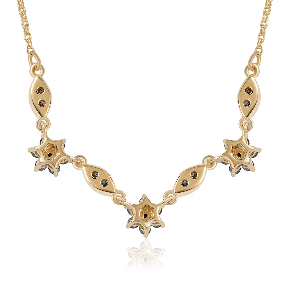 Collar de Plata Bañada en Oro con Diamante Azul