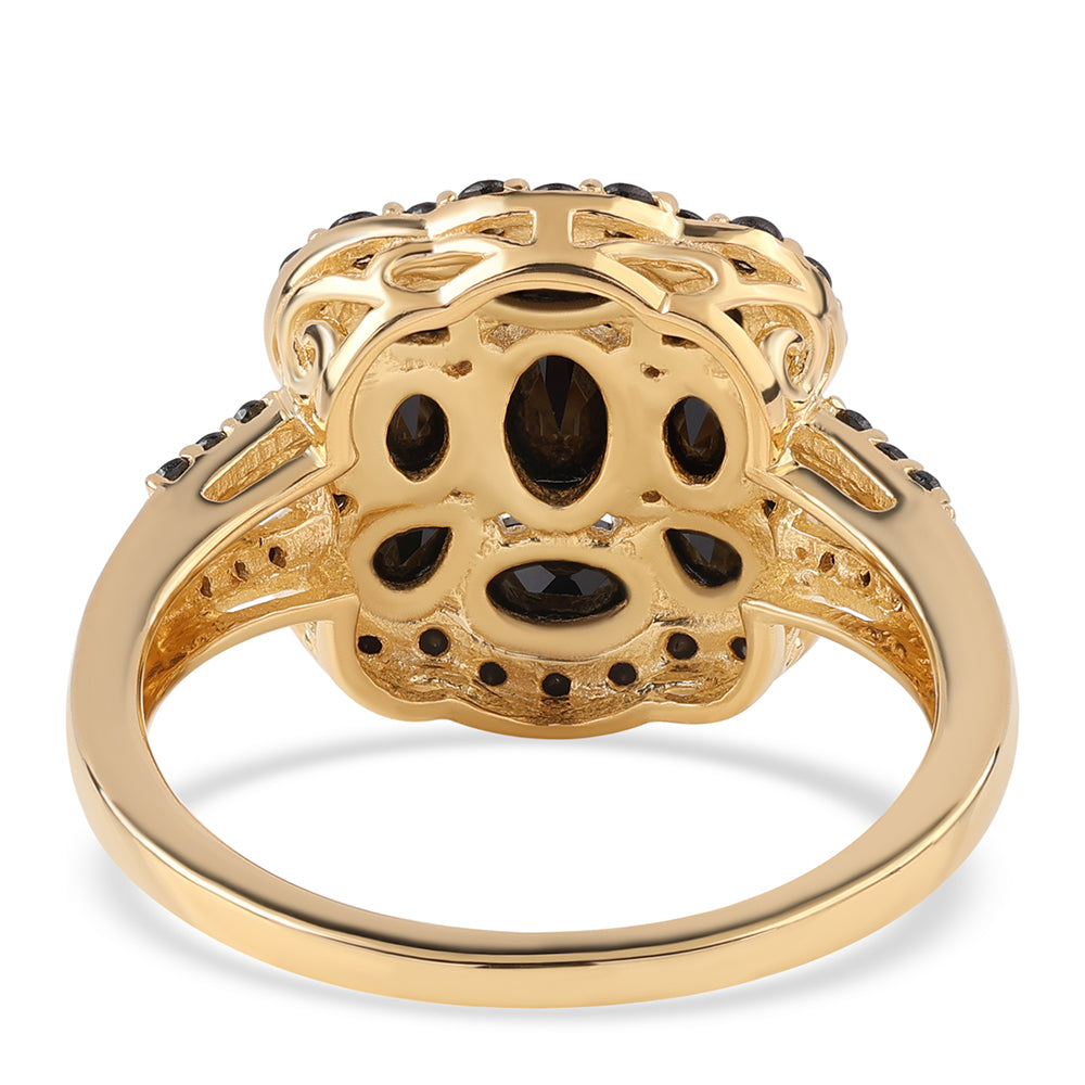 Anillo de Plata Bañada en Oro con Espinela Negra