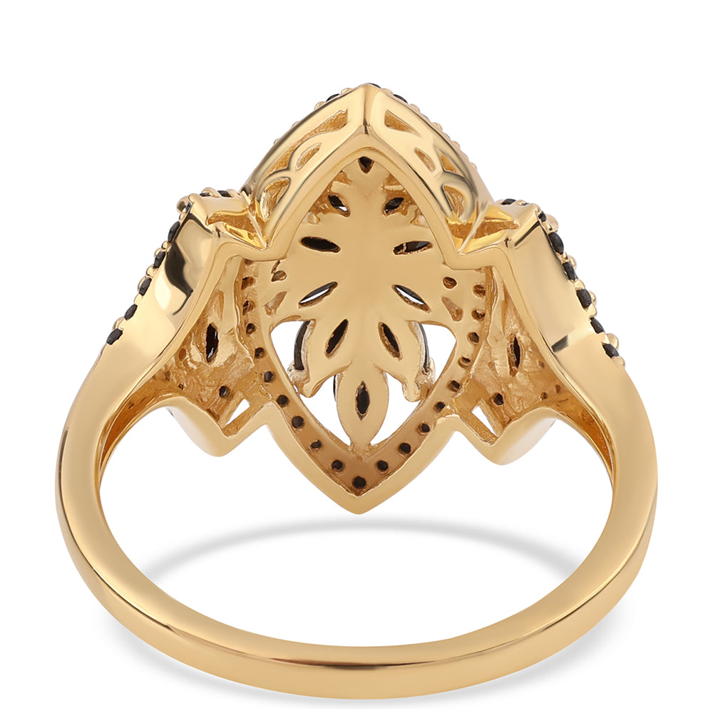Anillo de Plata Bañada en Oro con Espinela Negra