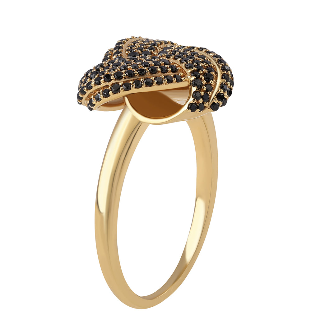 Anillo de Plata Bañada en Oro con Espinela Negra