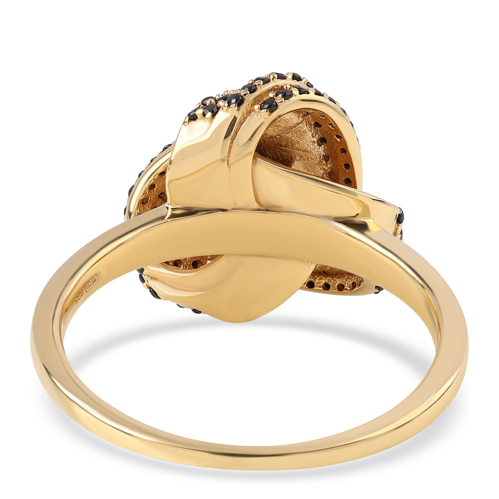Anillo de Plata Bañada en Oro con Espinela Negra