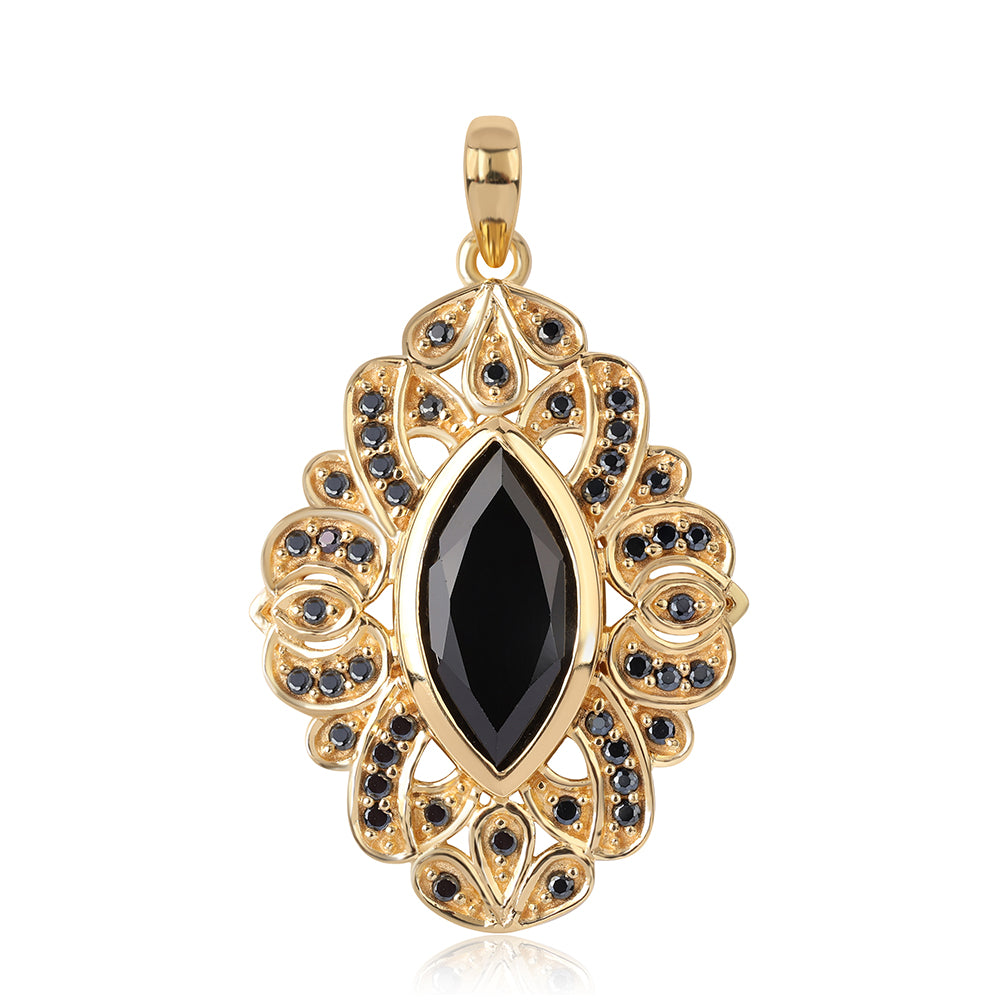 Colgante de Plata Bañada en Oro con Espinela Negra 1