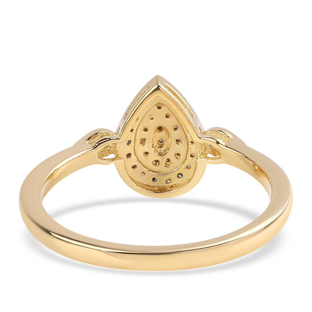Anillo de Plata Bañada en Oro con Diamante Azul