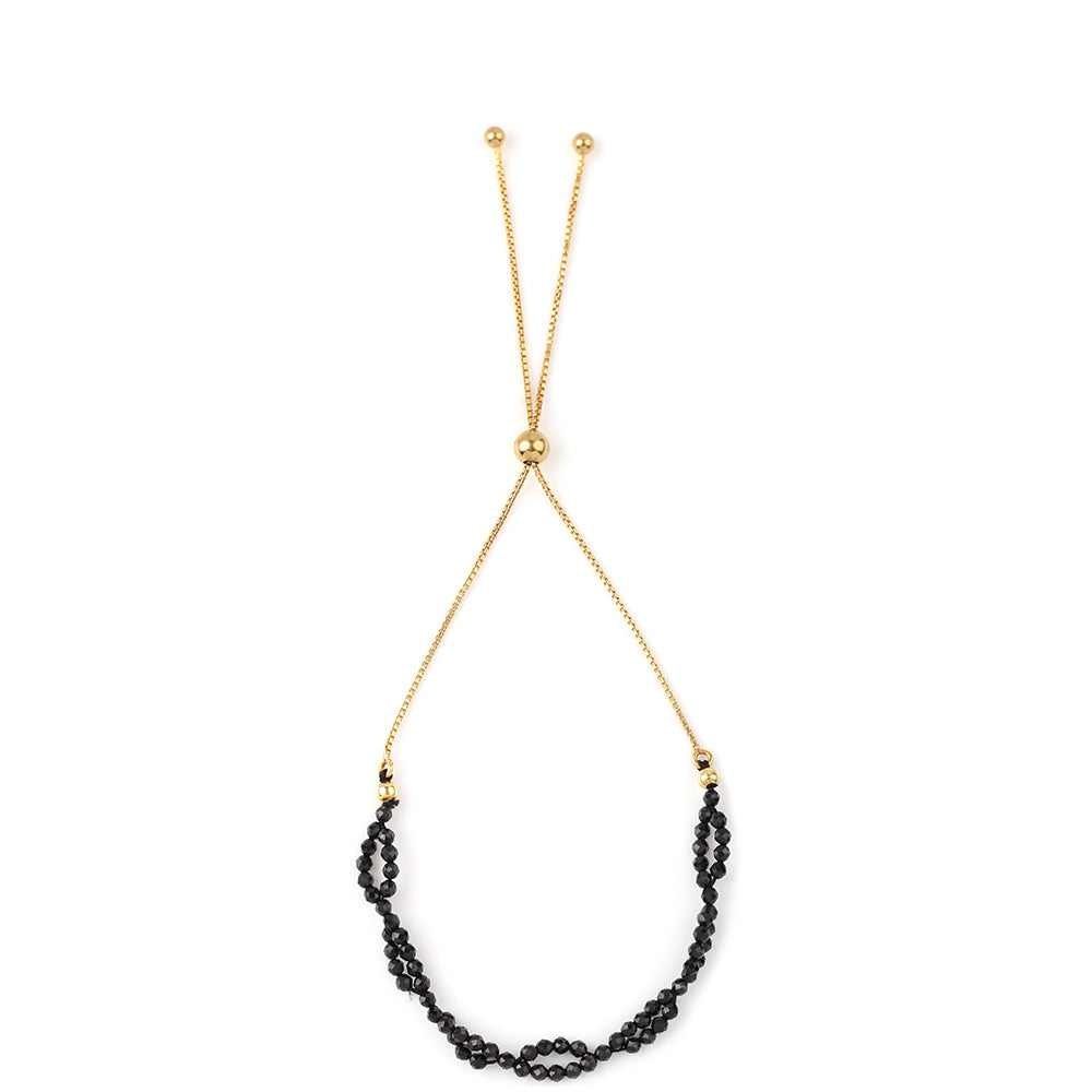 Pulsera de Plata Bañada en Oro con Espinela Negra