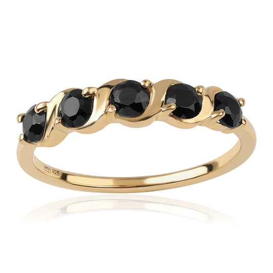 Anillo de Plata Bañada en Oro con Espinela Negra