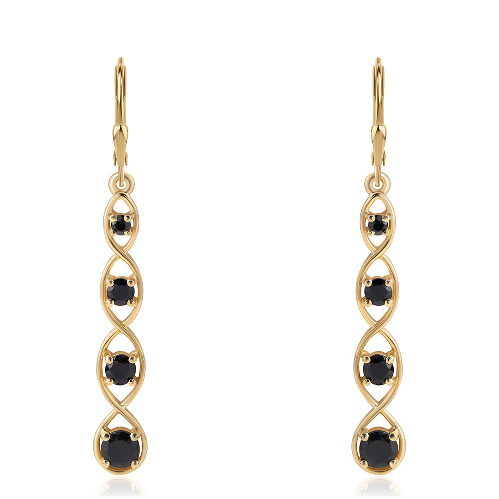 Pendientes de Plata Bañada en Oro con Espinela Negra 1