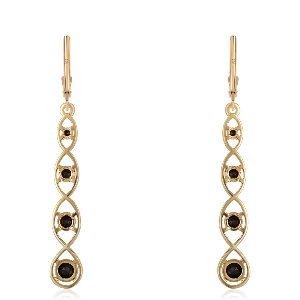 Pendientes de Plata Bañada en Oro con Espinela Negra 3