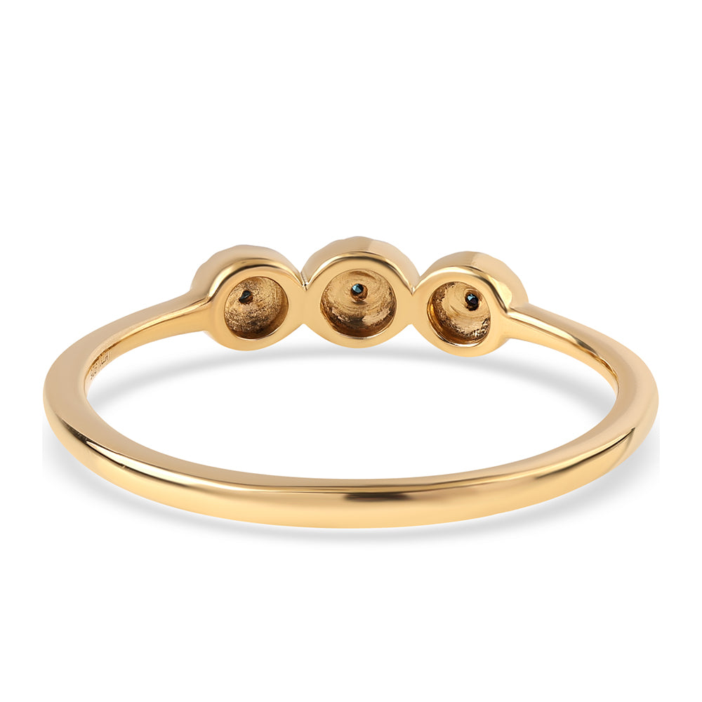 Anillo de Plata Bañada en Oro con Diamante Azul