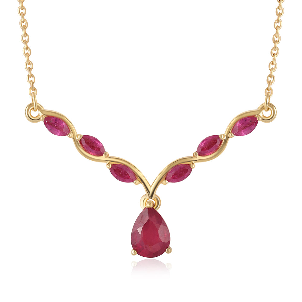 Collar de Plata Bañada en Oro con Rubí de Mozambique
