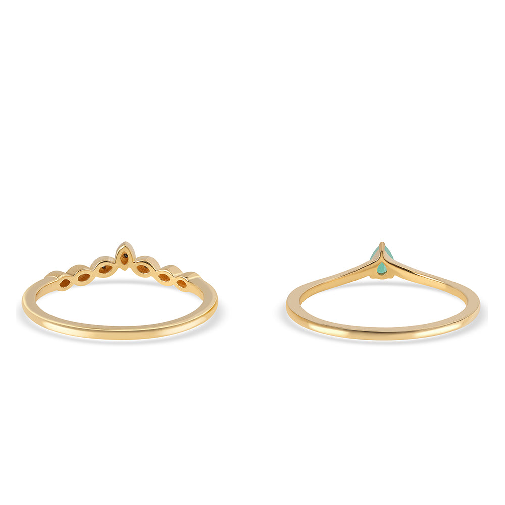 Conjunto de Plata Bañada en Oro con Diamante Azul y Esmeralda de Brasil ( Anillo )