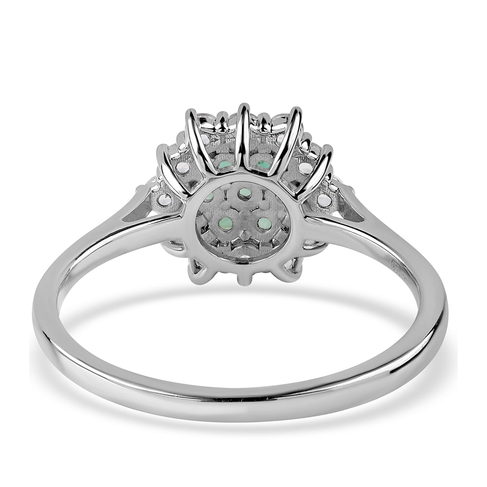 Anillo de Plata con Esmeralda de Brasil y Topacio Blanco