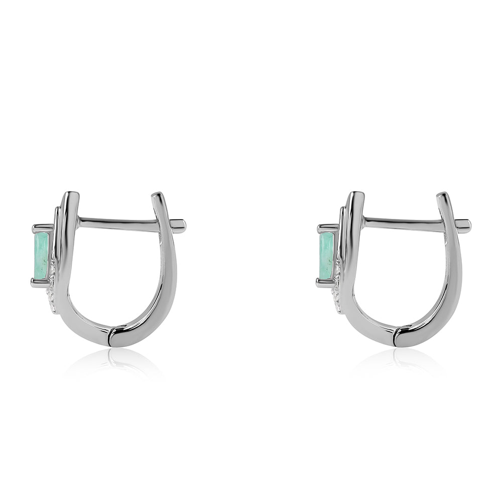 Pendientes de Plata con Esmeralda de Brasil y Topacio Blanco