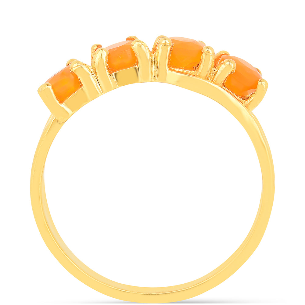 Anillo de Plata Bañada en Oro con Ópalo Fuego