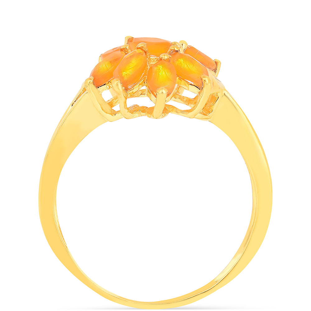 Anillo de Plata Bañada en Oro con Ópalo Fuego