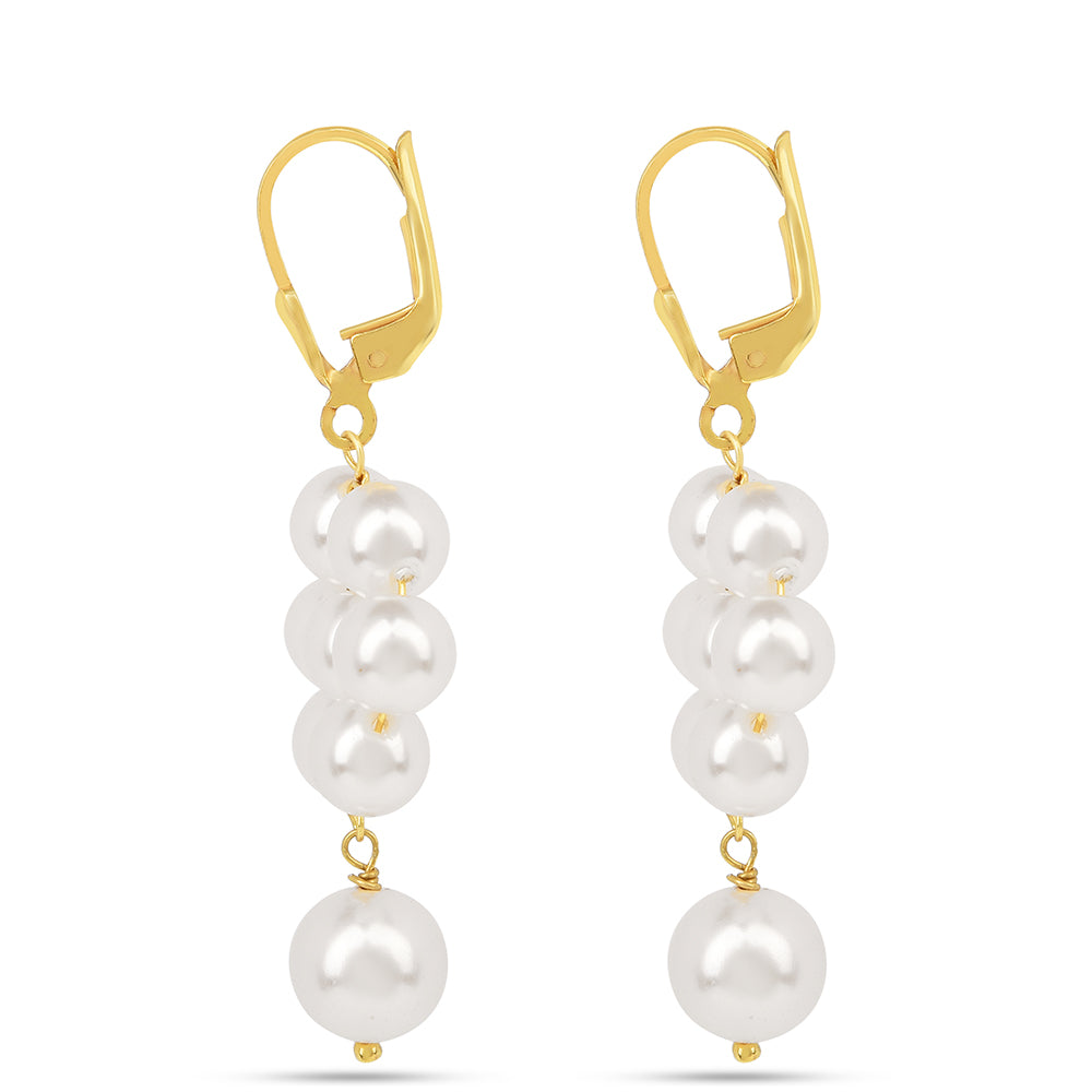 Pendientes de Plata Bañada en Oro con Perla de Agua Dulce Crema