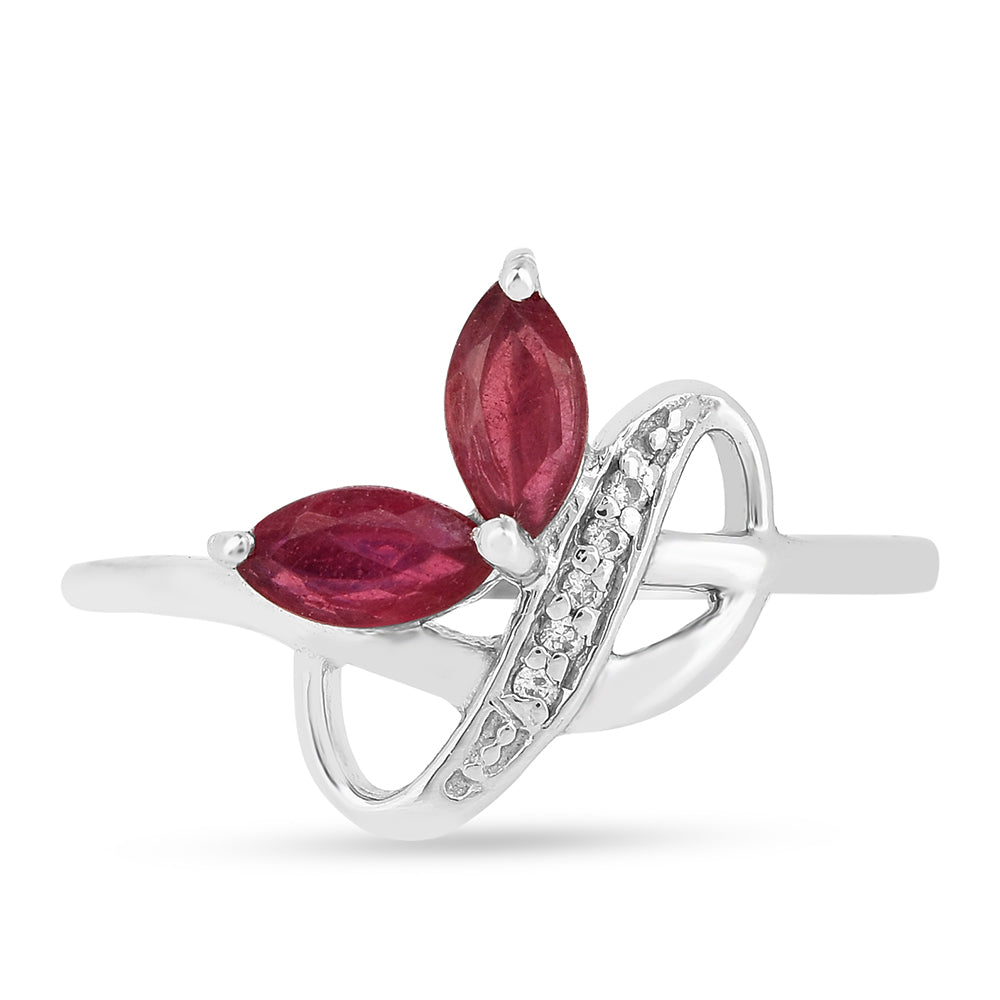 Anillo de Plata con Rubí de Tailandia y Zircón Blanco