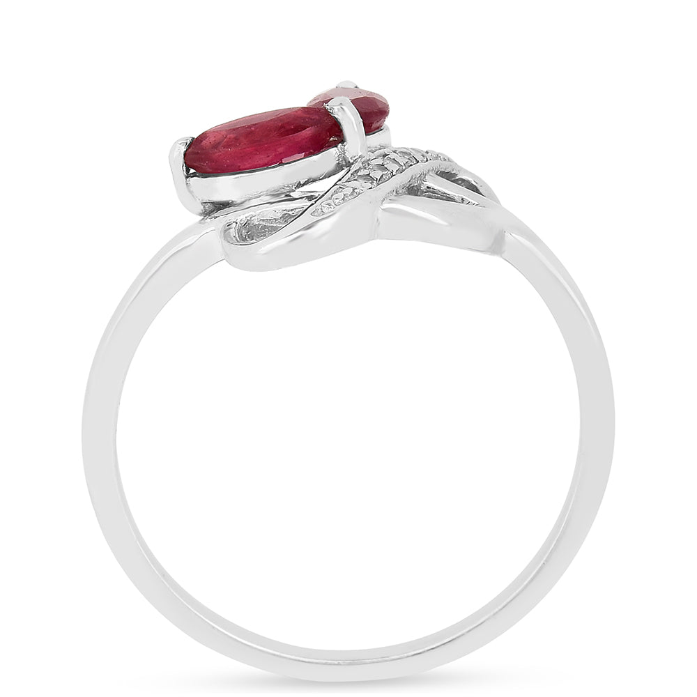 Anillo de Plata con Rubí de Tailandia y Zircón Blanco