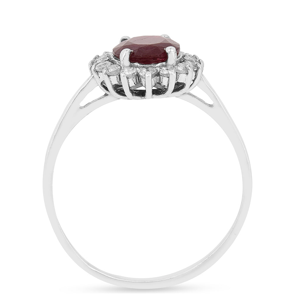 Anillo de Plata con Rubí de Tailandia y Zircón Blanco
