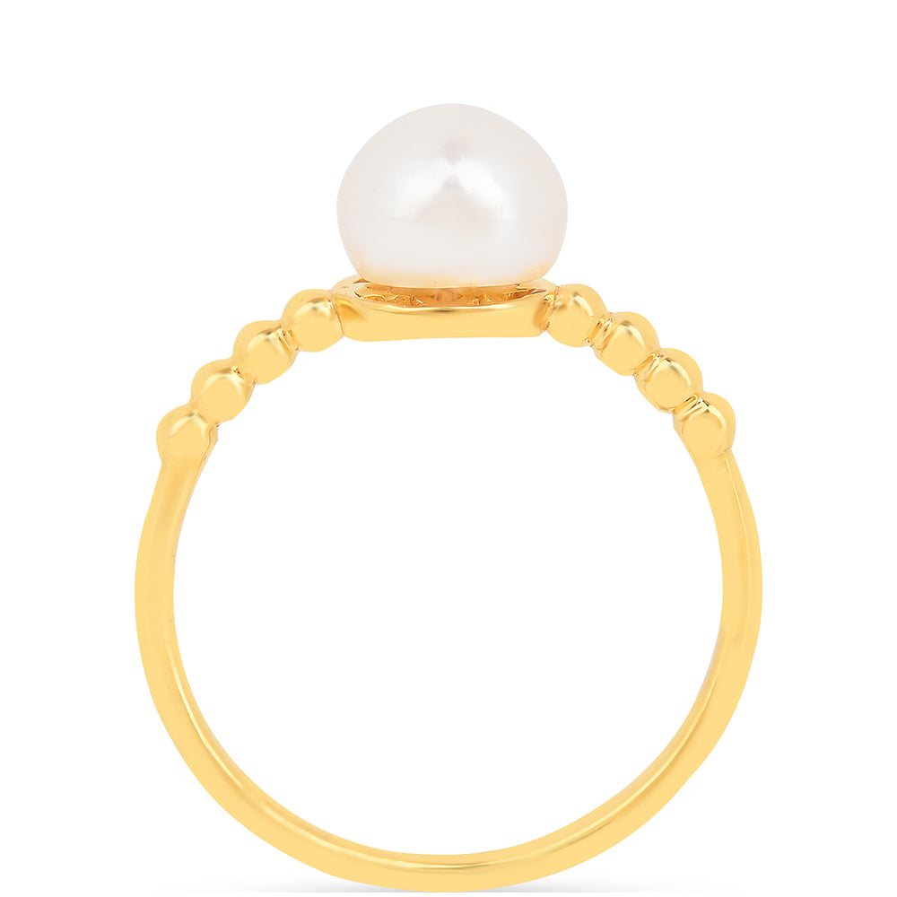 Anillo de Plata Bañada en Oro con Perla de Agua Dulce Crema