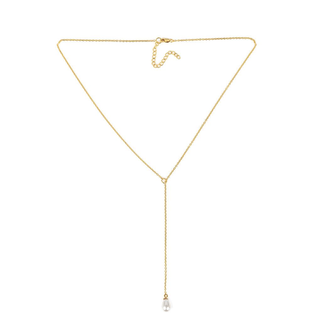 Collar de Plata Bañada en Oro con Perla de Agua Dulce Crema