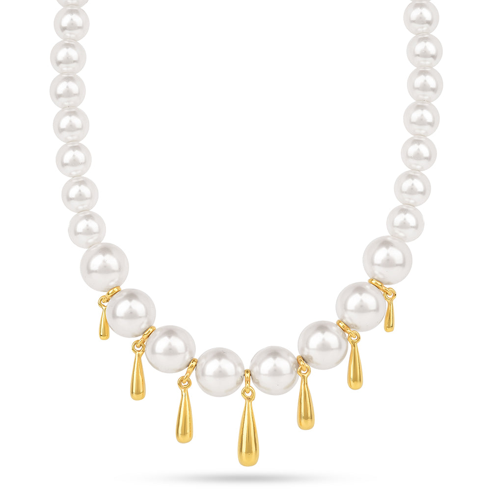 Collar de Plata Bañada en Oro con Perla de Agua Dulce Crema