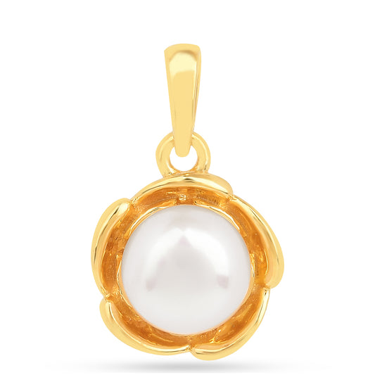 Colgante de Plata Bañada en Oro con Perla de Agua Dulce Crema