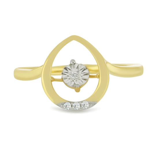 Anillo de Plata Bañada en Oro con Diamante blanco y Zircón Blanco