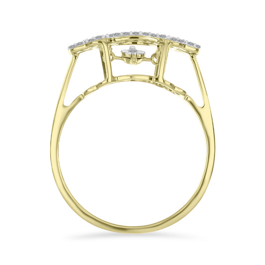 Anillo de Plata Bañada en Oro con Diamante blanco y Zircón Blanco