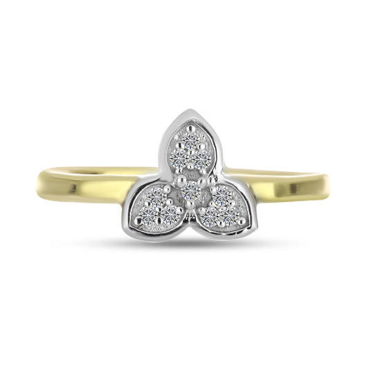 Anillo de Plata Bañada en Oro con Diamante blanco